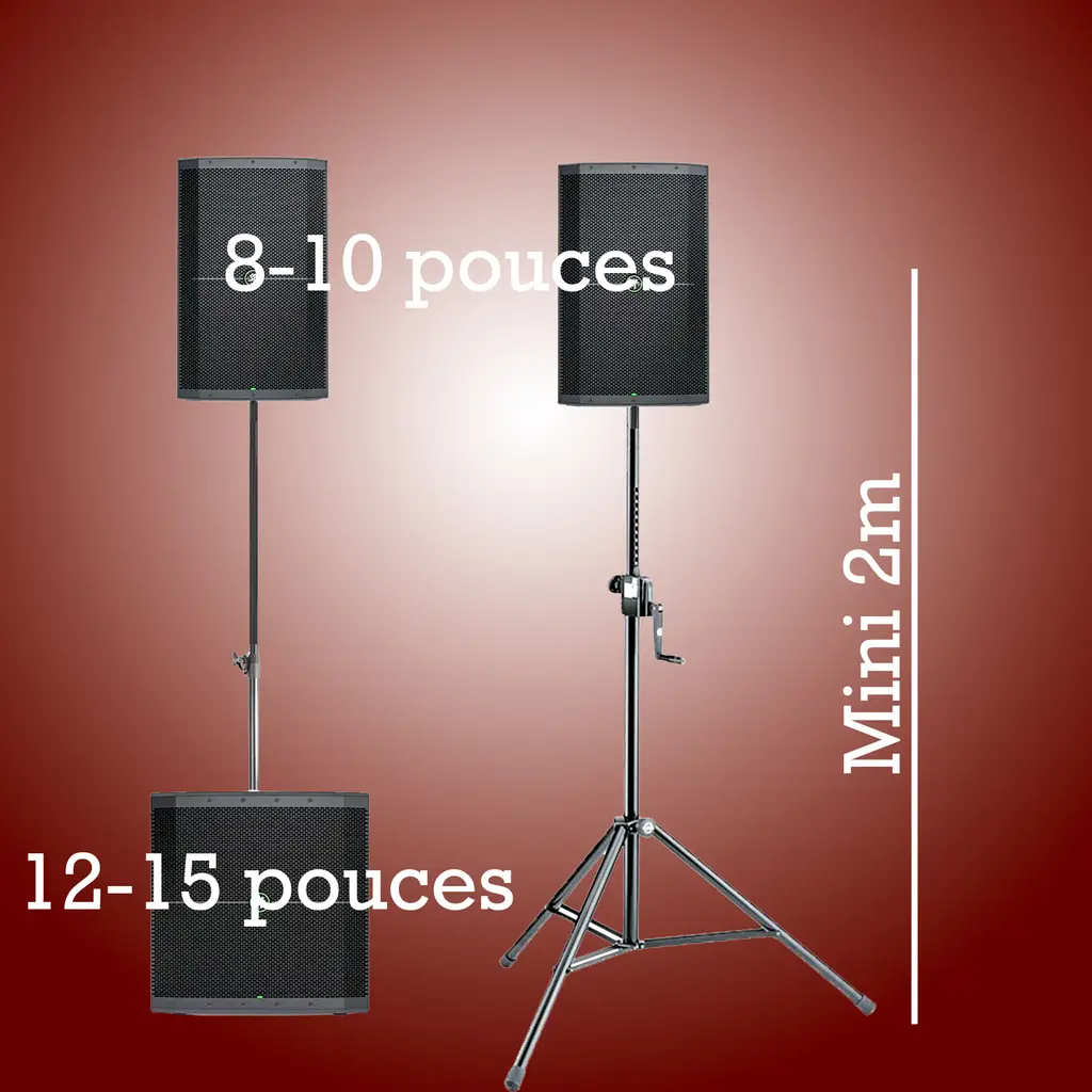 Makie DJ-BYC Bernardo Un bon équipement, constitué de deux enceintes pour les aigus et médiums, placés en hauteur (au-dessus de la tête des danseurs) et un caisson de basse.