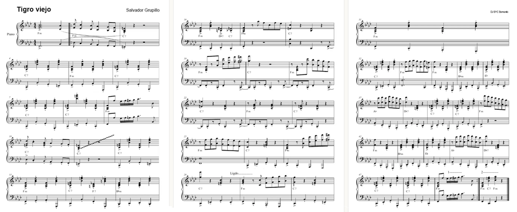 Partitura de Tigre viejo composé par Salvador Grupillo…