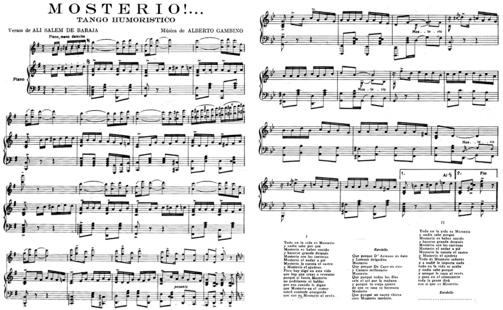Mosterio. Alberto Gambino Letra: Fortunato Benzaquen (Alí Salem de Baraja).
