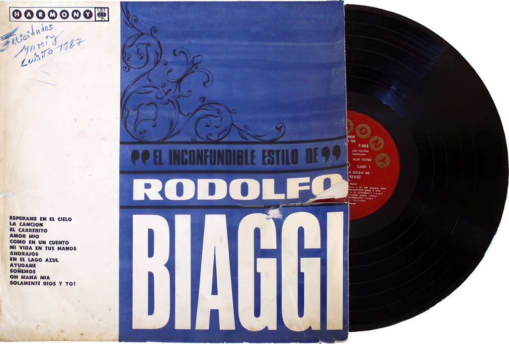 Un disque de Rodolfo Biaggi avec une erreur sur son nom.