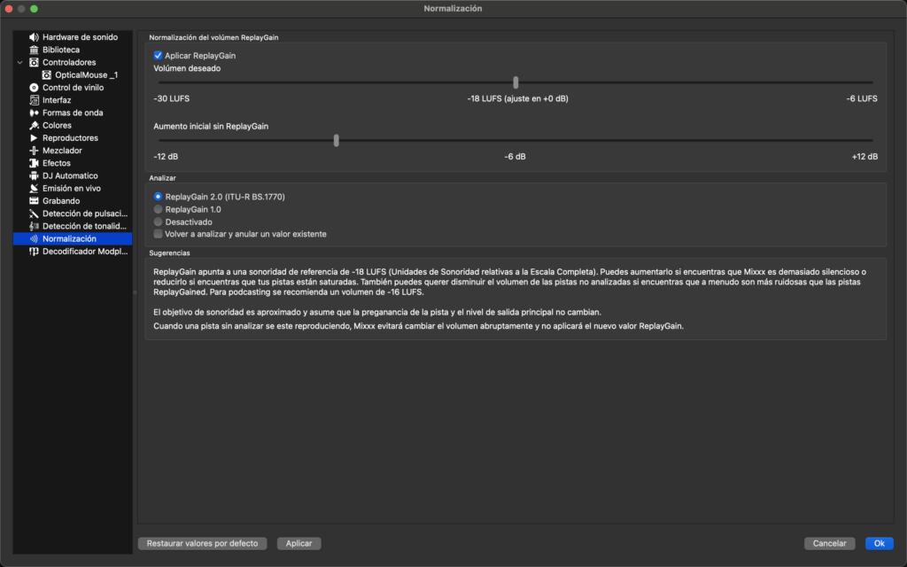Si un DJ a une musique qui n’a pas été équilibrée auparavant, il doit pouvoir laisser ici les valeurs par défaut.