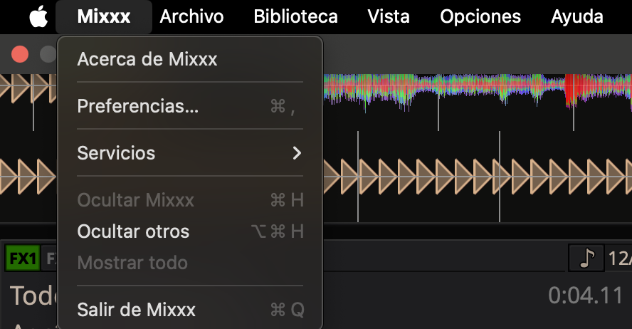 Le réglage des préférences s’effectue de façon classique, dans le menu MIXXX (sur Mac).